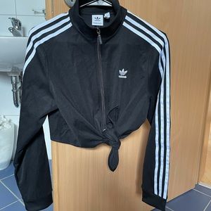 Tie front cropped adidas zip up jacket